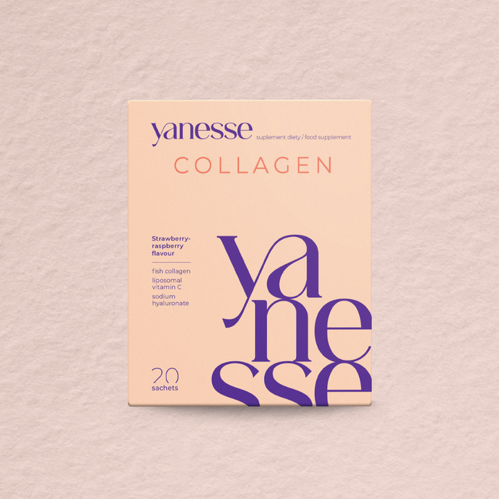 Yanesse Collagen w proszku o smaku truskawkowo-malinowym