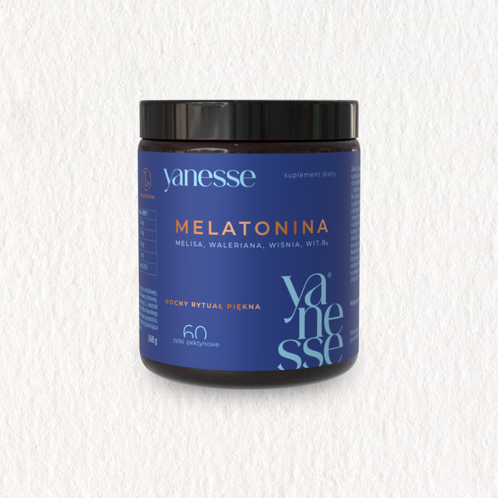 Yanesse® Melatonina: żelki z melatoniną, melisą, walerianą, cierpką wiśnią i witaminą B6