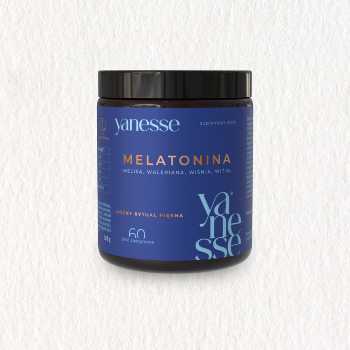 Yanesse® Melatonina: żelki z melatoniną, melisą, walerianą, cierpką wiśnią i witaminą B6