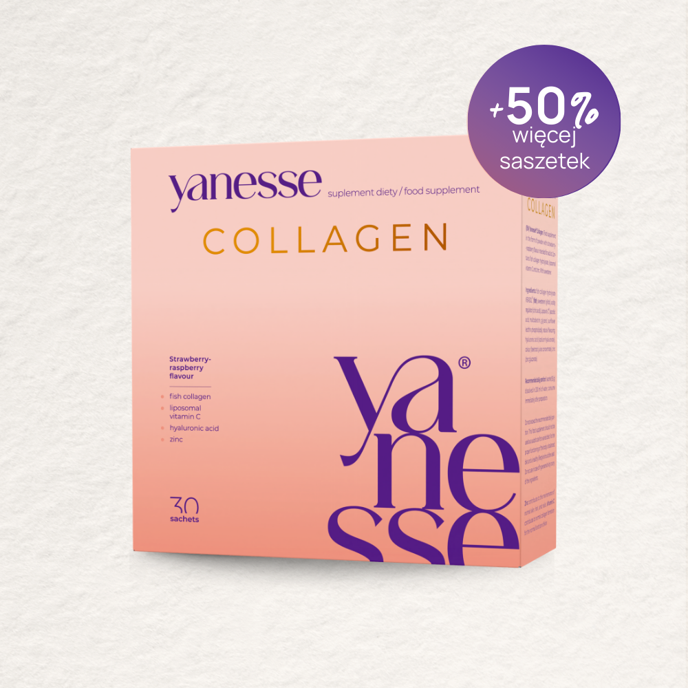 Yanesse® Collagen z cynkiem w proszku o smaku truskawkowo-malinowym