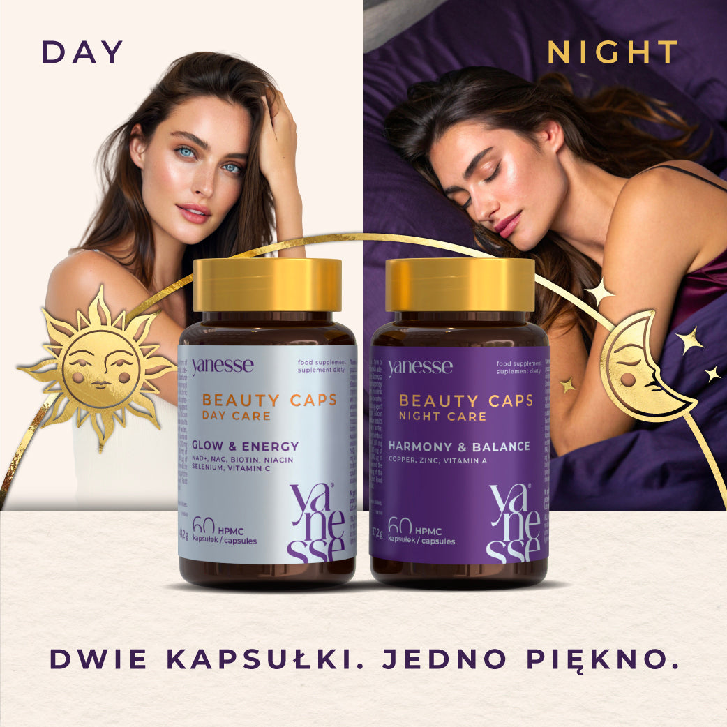 Yanesse® Beauty Caps Day & Night: formuła na dzień i na noc dla włosów, skóry i paznokci