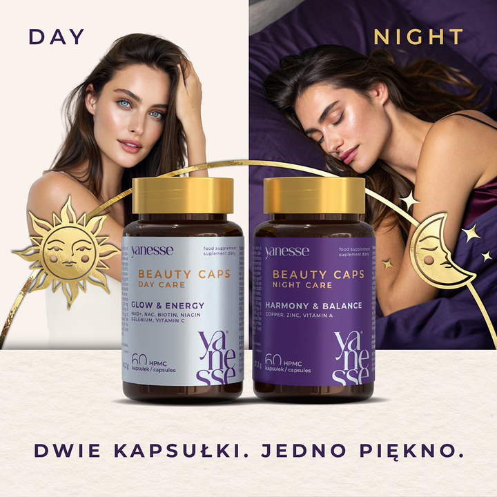 Yanesse® Beauty Caps Day & Night: formuła na dzień i na noc dla włosów, skóry i paznokci