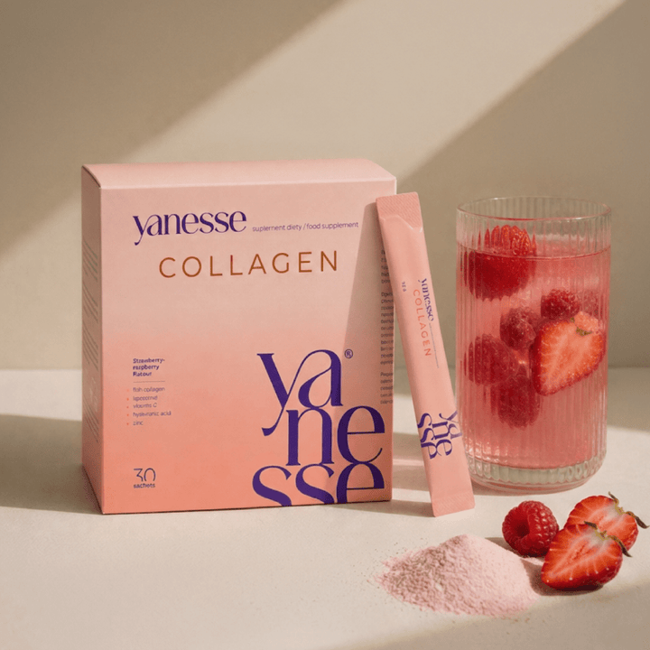 Yanesse® Collagen z cynkiem w proszku o smaku truskawkowo-malinowym